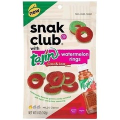 Snak Club Tajin Watermelon Rings Gummies 5 oz Bags Chili Lime Candy 3 Pack