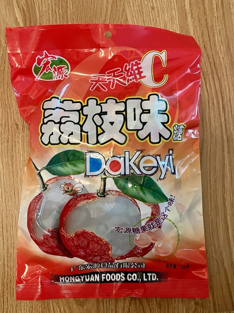 DaKeyi Hong Yuan Foods Hard Candy- 2 Bags-Lychee, Peach
