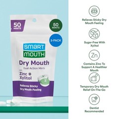 Sugar-Free Dry Mouth Mints – Dual Action Breath Fresheners, 50 Count (3 Pack)
