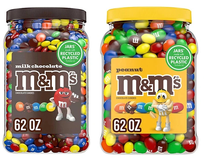2 Pack M&M’S Milk Chocolate Candy & M&M’S Peanut Milk Chocolate Candy 62 oz each