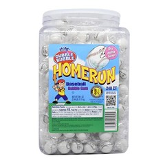 Dubble Bubble Home Run Baseball Gum Gumballs, 240-Count Jar Off-White