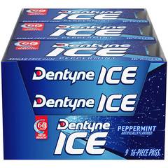 Ice Peppermint Sugar Free Gum, 9 Packs of 16 Pieces (144 Total Pieces)