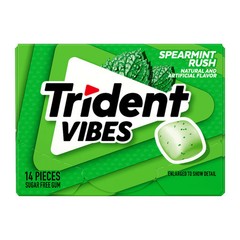 9x Packs Trident Vibes Spearmint Rush Flavor Chewing Gum | 14 Sticks Per Pack