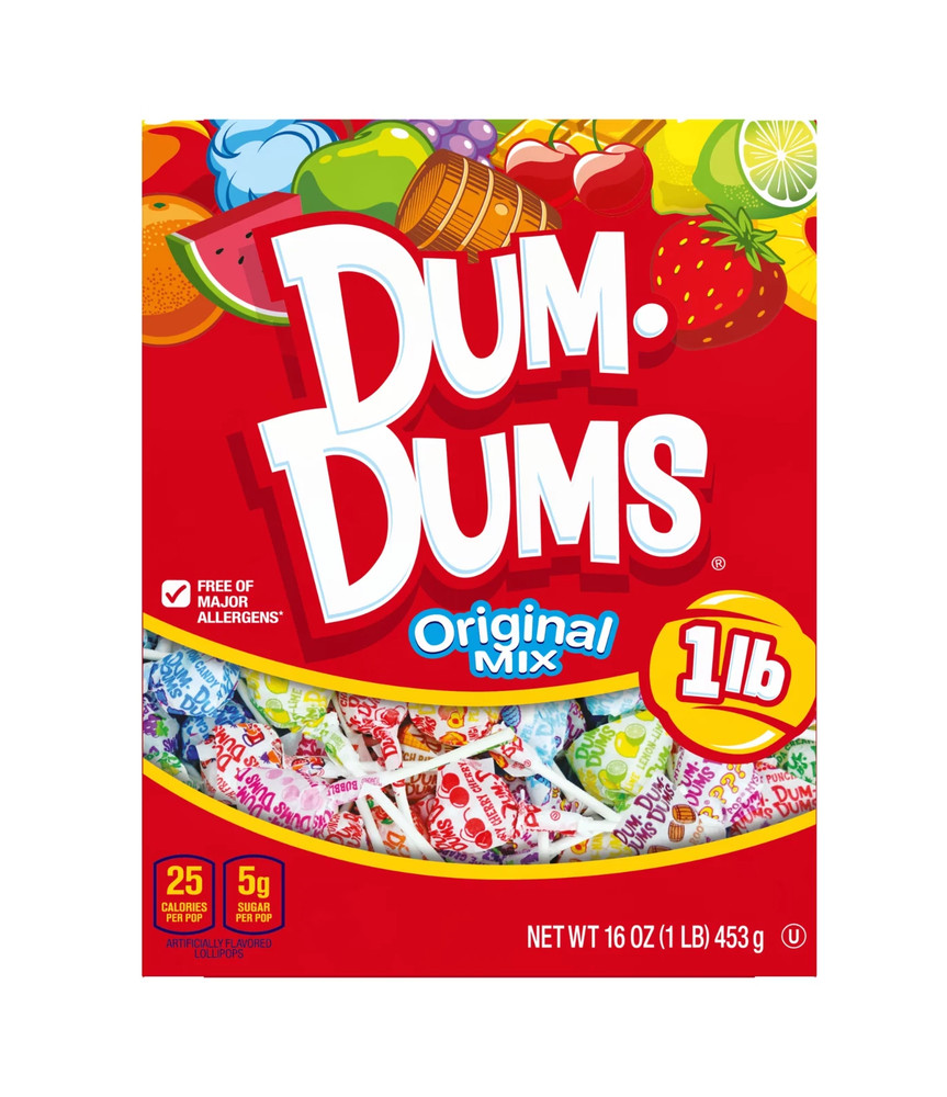 Dum Dums Original Mix Lollipop Suckers, Assorted Flavors Hard Candy,16 Oz Box