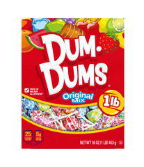 Dum Dums Original Mix Lollipop Suckers, Assorted Flavors Hard Candy,16 Oz Box