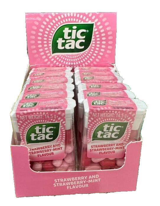 Tic Tac Strawberry & Strawberry-Mint Flavour Candies 14.5g T30 12 Pcs – 1 Box