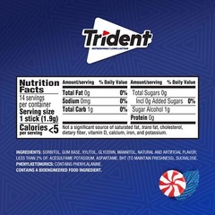 Trident Perfect Peppermint Sugar Free Gum, 14 Count (Pack of 10)