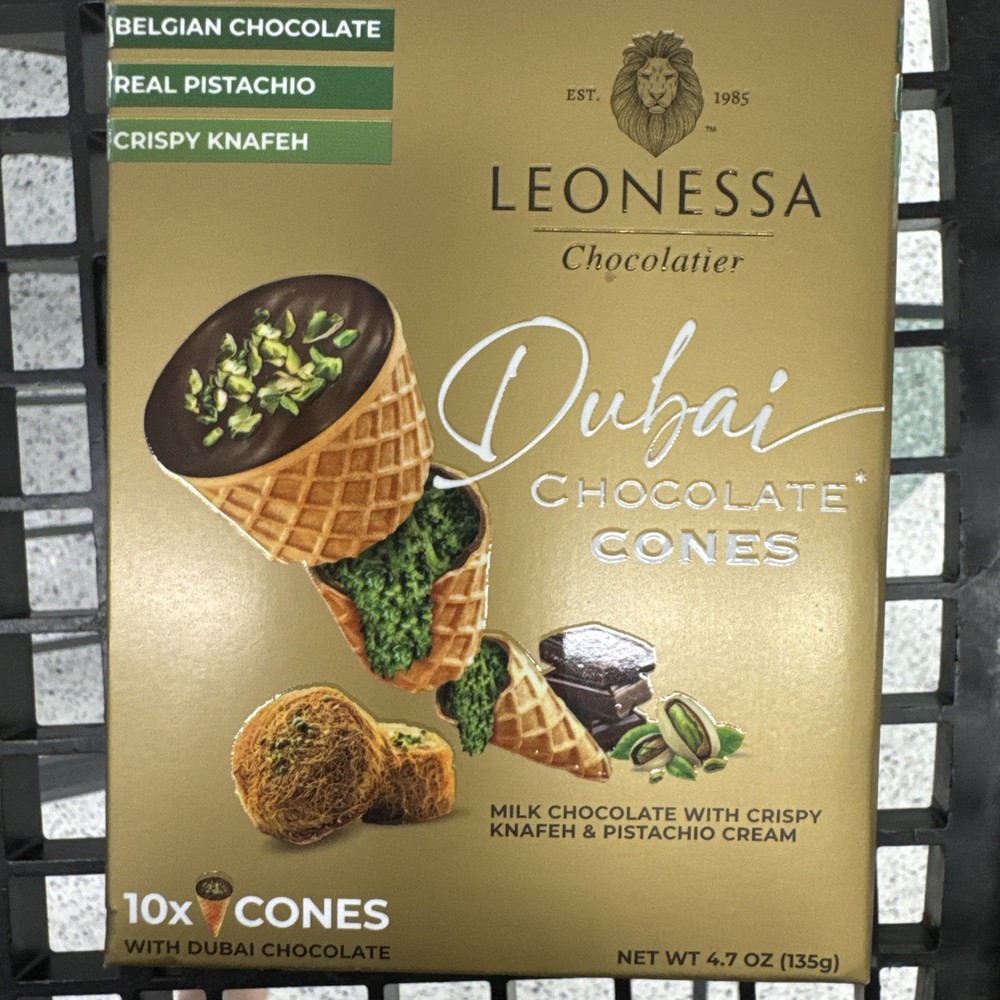 Dubai Chocolate Waffle Cones Milk Chocolate Knafeh & Pistachio 10 Cones