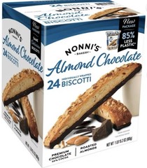 Nonni’s Almond Chocolate Biscotti, 24 Count, Dark Chocolate Dipped, Individually