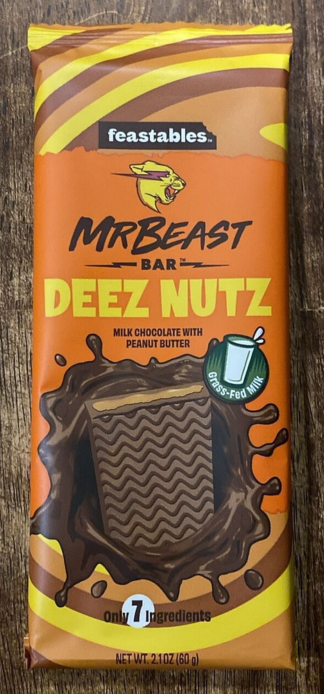 Mr Beast Feastables DEEZ NUTZ Milk Chocolate Peanut Butter Bar 1.24 oz