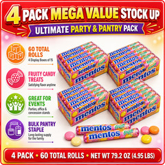 4 Pack Mentos, Fruit, 1.32 oz, 15-count