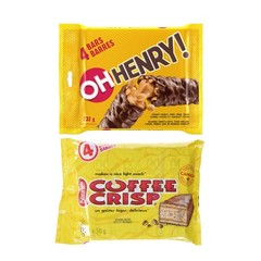 Oh Henry Chocolate Bars 58g x 4ct bag, Coffee Crisp Chocolate Bars 50g x 4ct bag