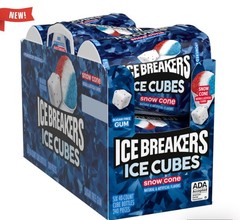 ICE BREAKERS Ice Cubes Gum Snow Cone Flavored Sugar Free 3.24oz ( 6 Count)