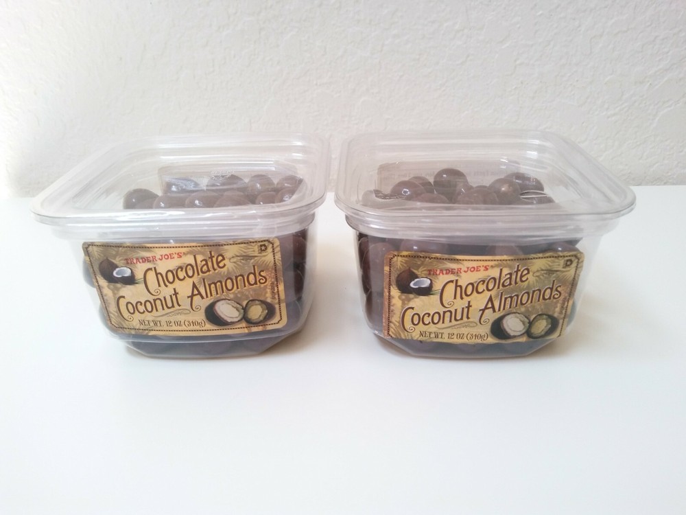 2 Packs Trader Joe’s Chocolate Coconut Almonds 12 OZ Each Pack