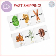 SIMPLY Gum Variety Pack (Assorted Flavors), Plastic-Free Natural Chewing Gum, 6
