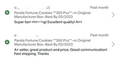 Panda Fortune Cookies **350 Pcs**~in Original Manufacturer Box~Best By 05/2026.