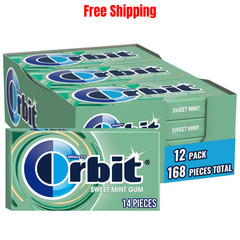 Orbit Sweet Mint Sugar Free Chewing Gum Bulk, 12 Packs, 14 Pieces Each 168 Total