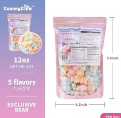 GummyGlow Bear Wax Candy 0.75lb, 5 Flavor Fruity candy for ASMR, Party, snacking