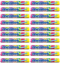 20 MENTOS RAINBOW Rolls Fruit Flavor Mix Chewy Candy 37g 1.3oz