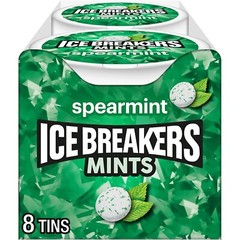 8 Count Spearmint Sugar-Free Breath Mints Tins – Ideal for On-the-Go Freshness