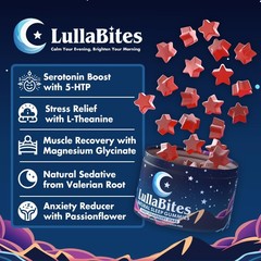 LullaBites – Natural Sleep Gummies – Made in USA – With 5-HTP, L-Theanine,…