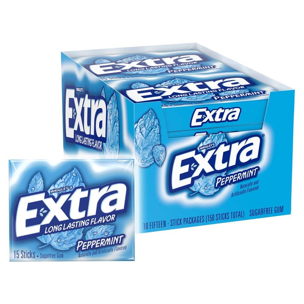 Peppermint Sugarfree Gum 15 Count (Pack of 10) – 15 20), Blue