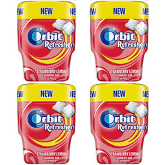 Orbit Refreshers Strawberry Lemon Sugarfree Gum 30 Pellets Bottle (4 x Bottles)