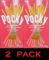 2x Glico POCKY Strawberry cream covered Biscuit Sticks 2.47 oz Box – 2 PACK