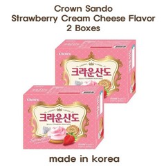 Crown Sando Strawberry Cream Cheese Flavor 2Boxes(161g*2) Korean Biscuit