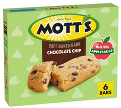 Mott’s Soft Baked Bars, Chocolate Chip, Made with Applesauce, 6 Ct, 5.76 oz