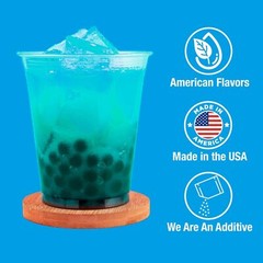 Boba Vida Non-GMO Popping Boba Pearls All Natural Super Blue Raspberry w/Straw