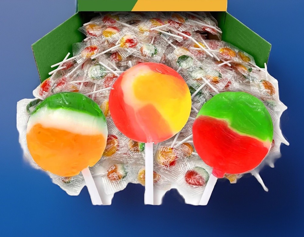 100 Tiger Fruity Pops Assorted Fruit Flavored Hard Candy Lollipops In BULK