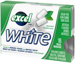 Excel White Spearmint Chewing Gum, Multipack, 3 Packs, 18 Pellets Per Pack