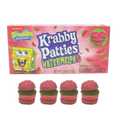 SpongeBob Krabby Patties 2.54 oz. WATERMELON Burger Shaped Gummy Candy BB 1/2027