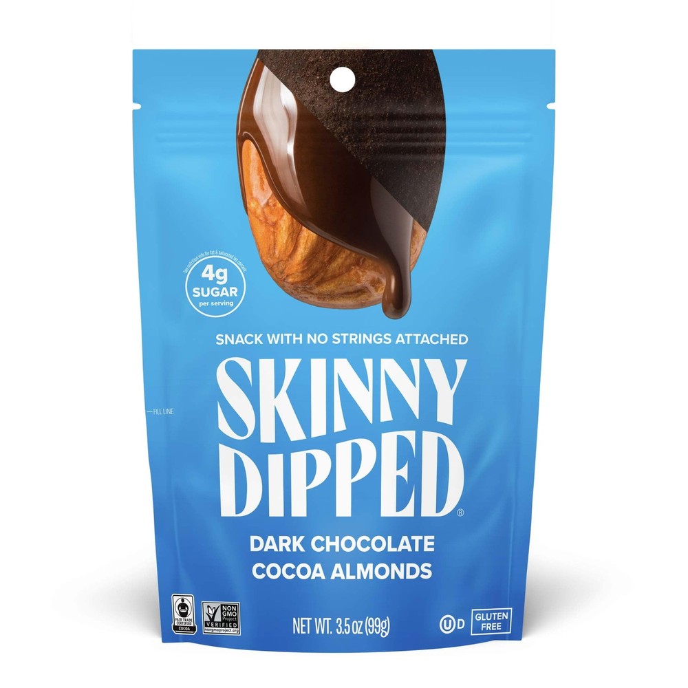 SkinnyDipped Dark Chocolate Cocoa Almonds, Healthy 3.5 Ounce (Pack of 1)
