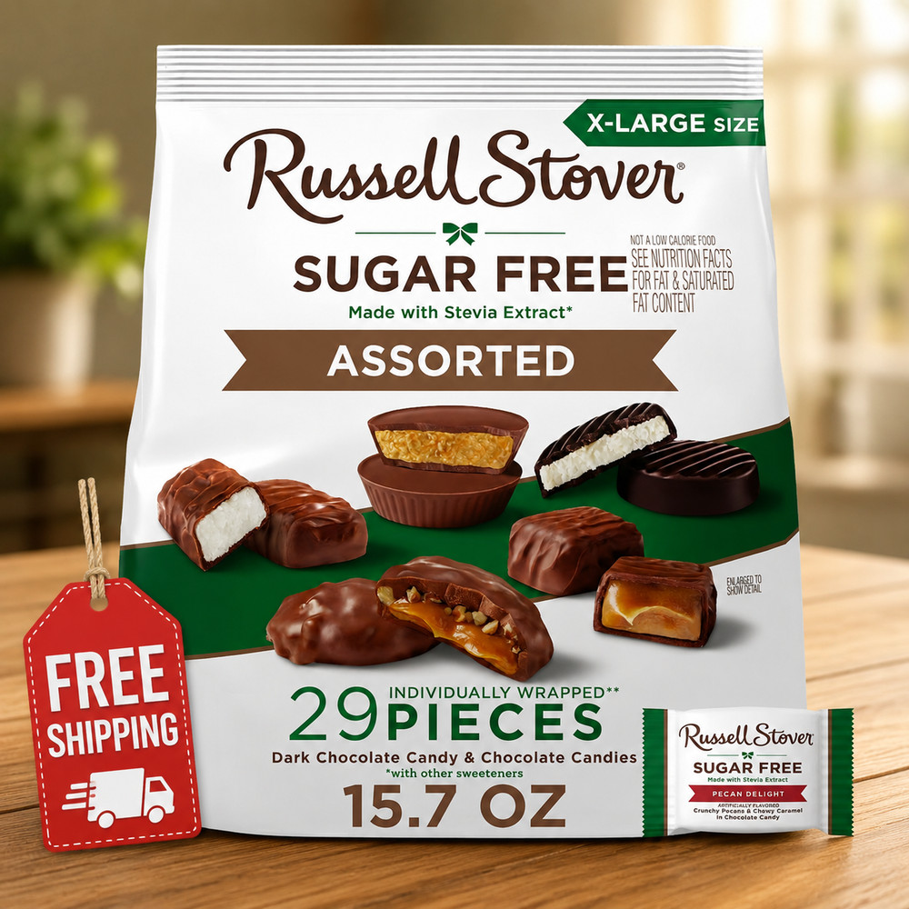 RUSSELL STOVER Sugar Free Assorted Chocolate Candy, 15.7 oz. bag- Free Shipping