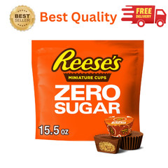 Reese’s Zero Sugar Miniatures Peanut Butter Cups Candy Bag 15.5 oz