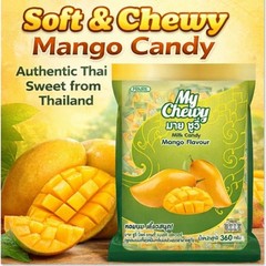 Thai Mango Chewy Fruit Candy Soft Milk 360g Tropical Asian Snack Party 100pcs