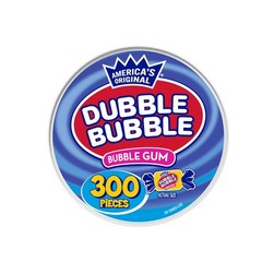 Dubble Bubble Gum, Individually Wrapped, 300 Pieces in Resealable Tub.