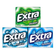 Extra Sugar-Free Chewing Gum Mint Variety 3 packs, Spearmint, Polar Ice, Pepp…