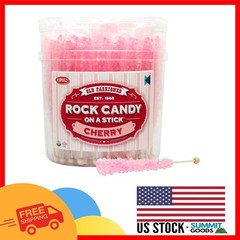 36 Count Crystal Rock Candy Sticks – Sweet Pink Cherry Treats for Celebrations