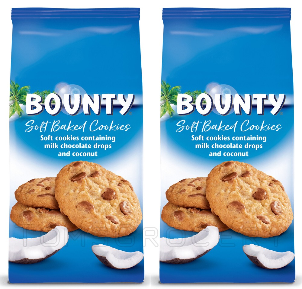 2 BOUNTY Soft Coconut Cookies with Chocolate Bits 180g 6.3oz