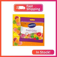 Sweetzo Sunkist Fruit Gems, Fruity Pectin Flavored Chewy Candies, Orange, Lemon,