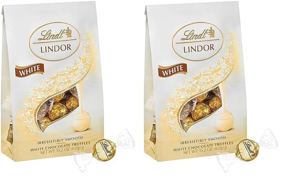 Lindt LINDOR White Chocolate Peppermint Truffles, White Chocolate Candy with Smo