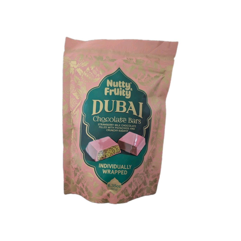 Nutty and Fruity DubaiStrawberry ChocolateBars Valentine’s Candies 6.350z/7ct