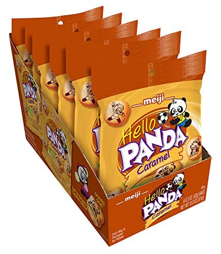 Meiji Hello Panda Cookies, Caramel Crème Filled – 2.2 Ounce (Pack of 6)