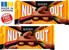 Roshen Nut Out Milk Chocolate Bars Salted Whole Almonds 2 Bars Ukraine