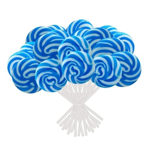 20 Pack Blue Swirl Lollipops Individually Wrapped Candy for Wedding Party