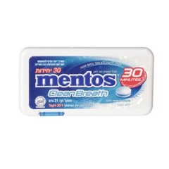 10x Mentos Clean Breath Sugar Free Candy, 30 Pieces, Mint Flavor, Kosher Israel