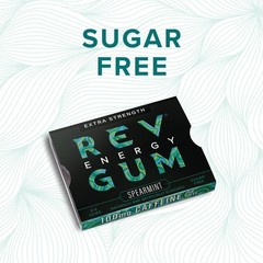 Caffeine Energy Gum | Extra Strength 100mg | Spearmint Sugar Free | 12 Pack